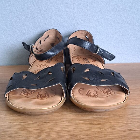 Born Janya Sandals Women's 8 Black Leather Comfort Ankle Buckle Strap Mary Jane - Picture 2 of 11